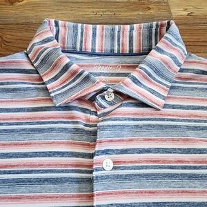 Johnnie-O Gully Polo Shirt Mens XL Red Blue Stripe